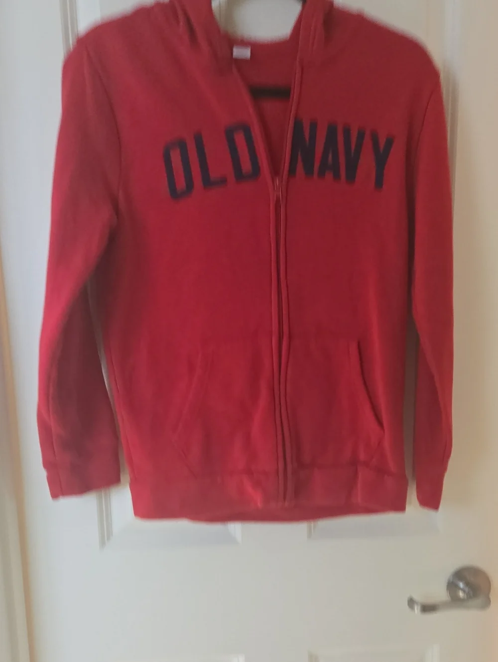 Old Navy Red Zip Hoodie with Navy Logo